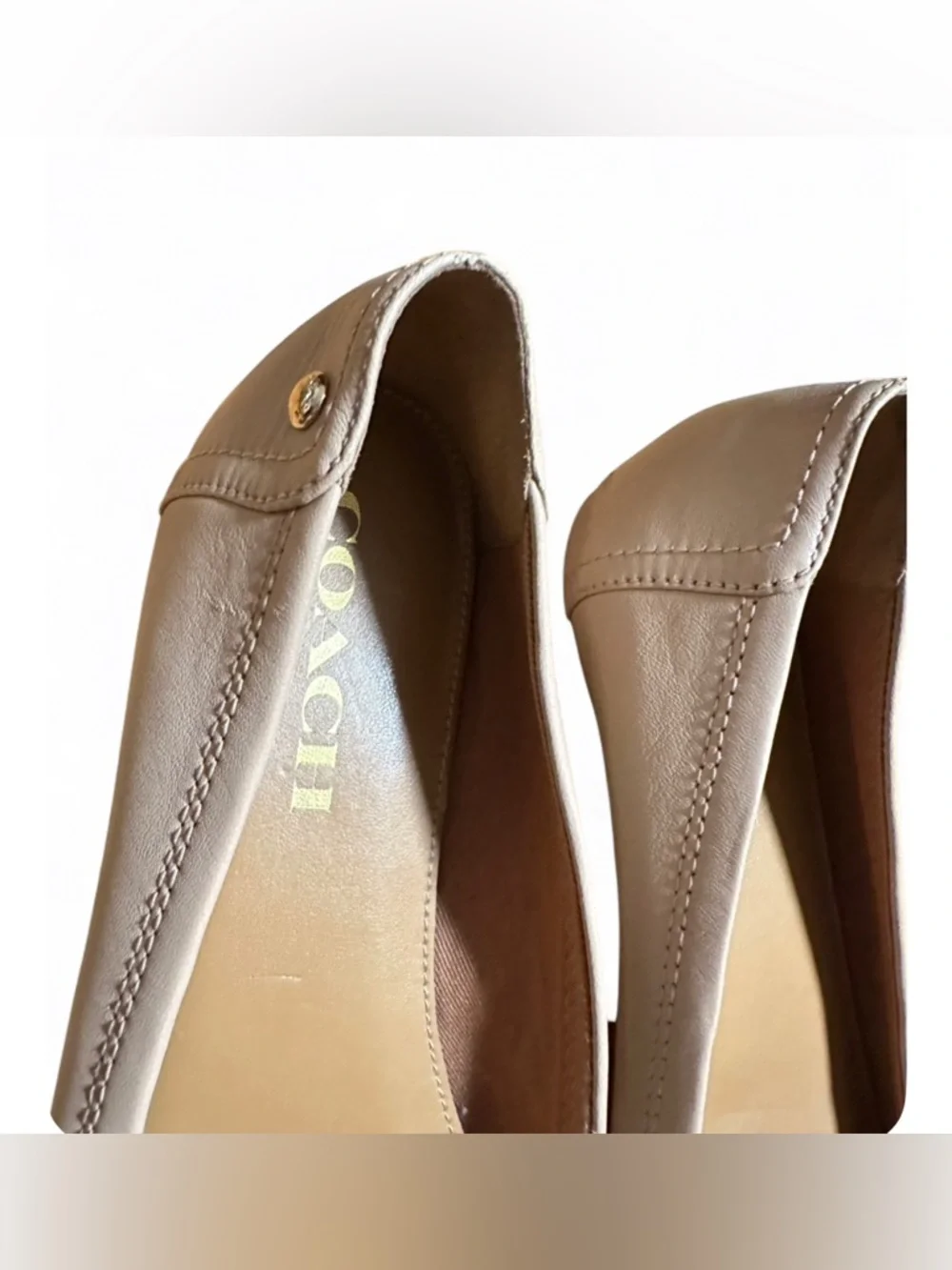 Coach Beige Leather Ballet Flats | Women’s Size 6.5 - Picture 3 of 5